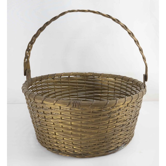 Decorative Woven Brass Wire Basket With Handle Chairish