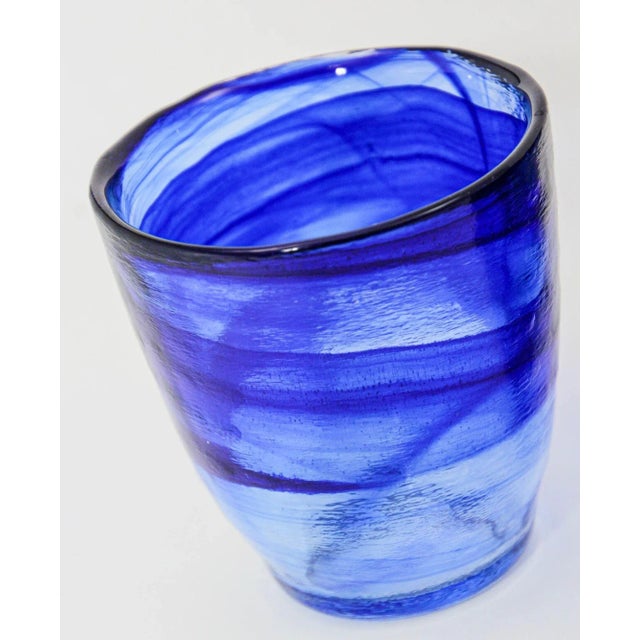 Late 20th Century Handcrafted Double Old-Fashioned Cobalt Blue Set of 6 Glasses 1980s For Sale - Image 5 of 12