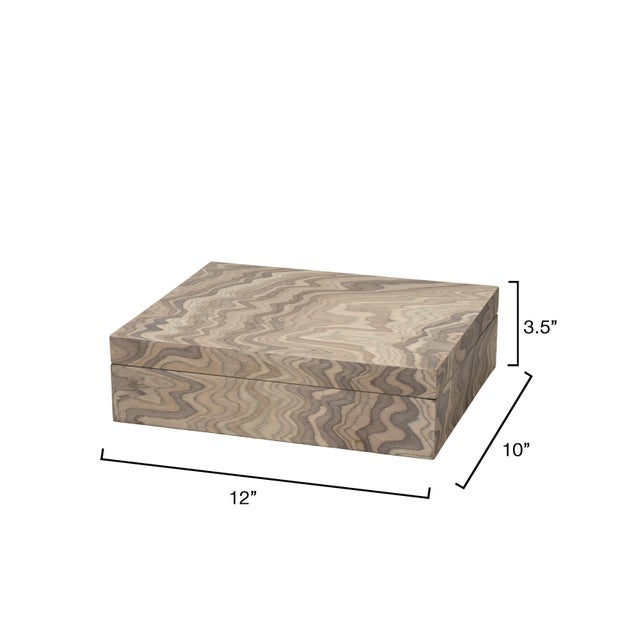 Contemporary Valley Decorative Box, Sand Grey Veneer For Sale - Image 3 of 6