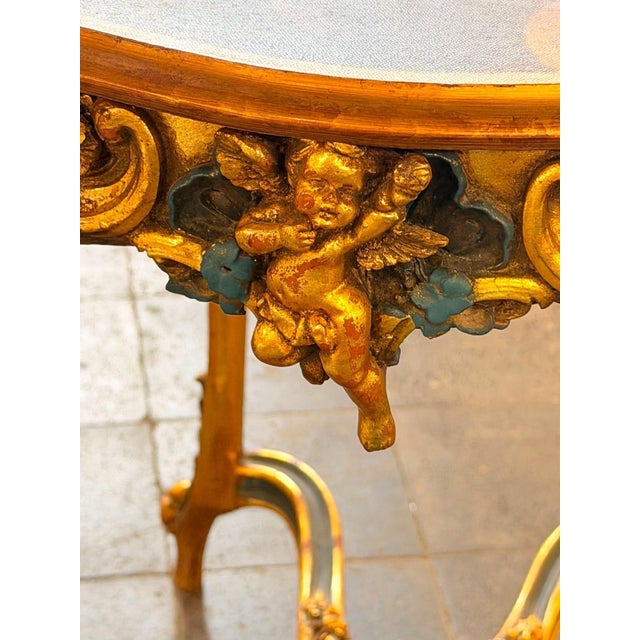 Vintage Romeo & Juliet Painted Cherub Table Green For Sale - Image 4 of 10