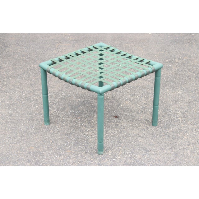 Metal Hauser Vintage Pair of Faux Bamboo Outdoor Patio Stools For Sale - Image 7 of 12