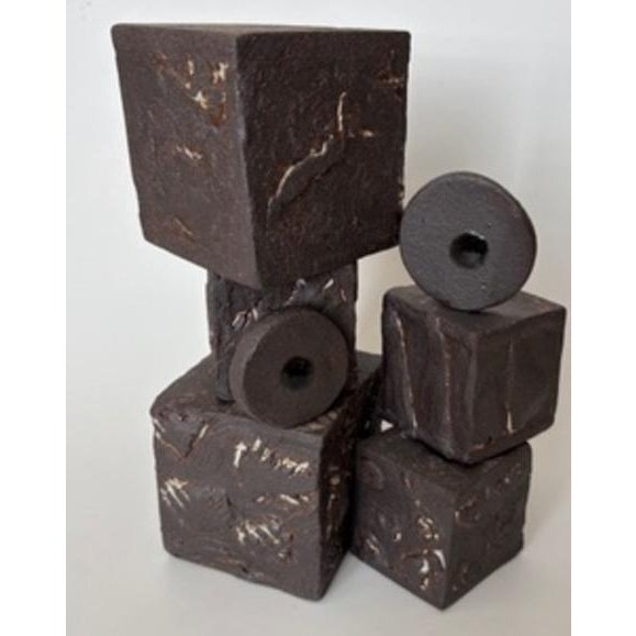 "Cubism Extreme" Artisan Ceramic Black Cubes Set of 5 For Sale - Image 9 of 9