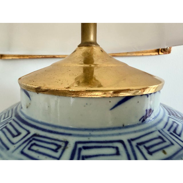 Blue Monumental Chinese Porcelain Blue and White Double Happiness Lamp For Sale - Image 8 of 9