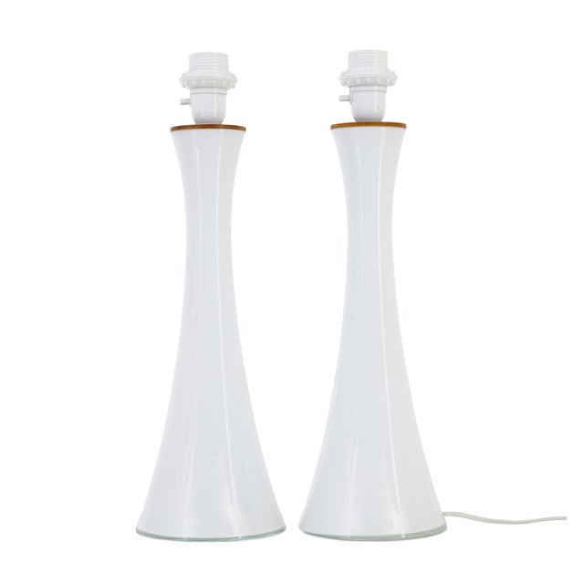 Vintage Opaline Glass Lamps by Bergboms of Sweden, 1960, Set of 2 For Sale - Image 6 of 6