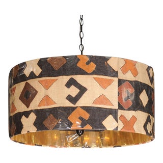 Handmade Kuba Cloth Drum Pendant For Sale