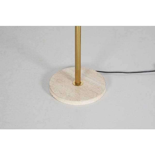 1980s Gold-Plated Brass and Travertine Stone Floor Lamp, 1970s For Sale - Image 5 of 6