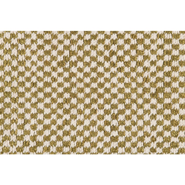 Transitional Part & Parcel Goods Textured Check Runner, 2’6”x10’, Moss and Eggshell For Sale - Image 3 of 5