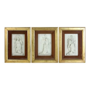 Hunting Motif Framed Plaster Reliefs - Set of 3