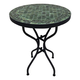 24" Tamegrout Green Moroccan Mosaic Table For Sale