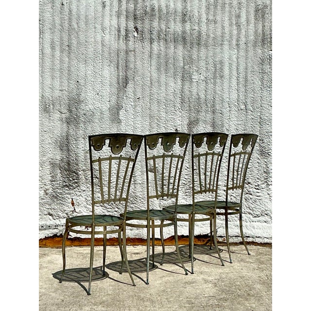 Vintage Boho Wrought Iron Carousel Chairs - Set of 4 For Sale - Image 9 of 11