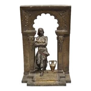French Renaissance "Rebecca at the Wall" Spelter Metal Large Statue Sculpture