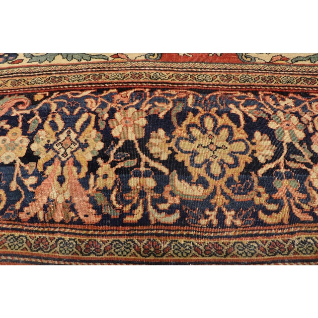 Terra Cotta Late 19th Century Persian Farahan Sarouk Rug, 10'06 X 13'07 For Sale - Image 8 of 12