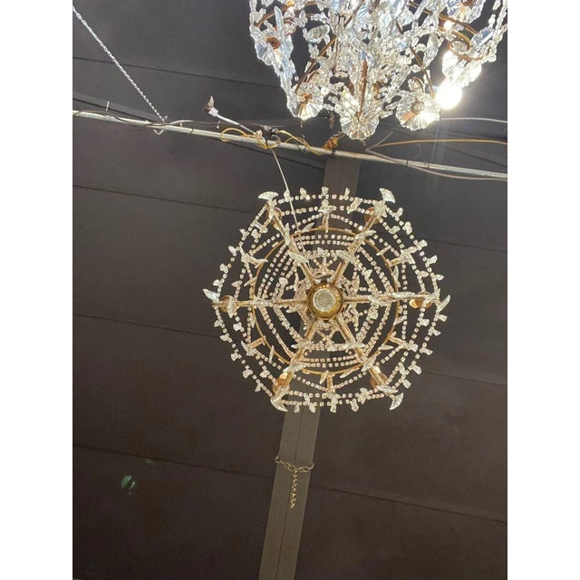 Metal Vintage Italian Beaded Crystal Chandelier With 6 Lights For Sale - Image 7 of 9