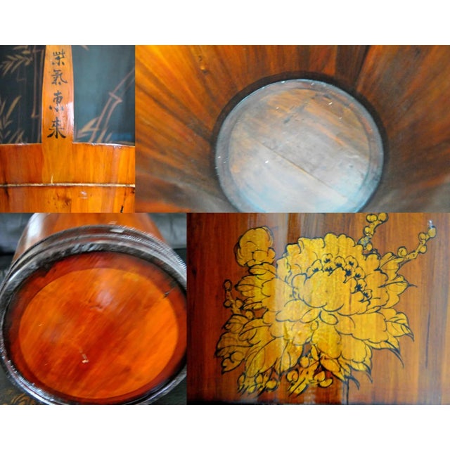 Antique Water Barrel Bucket Japanese Wood Uchimizu Cachepot For Sale - Image 10 of 14