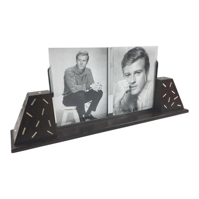 Art Deco Wood and Chrome Double View Picture Frame, 1930s For Sale