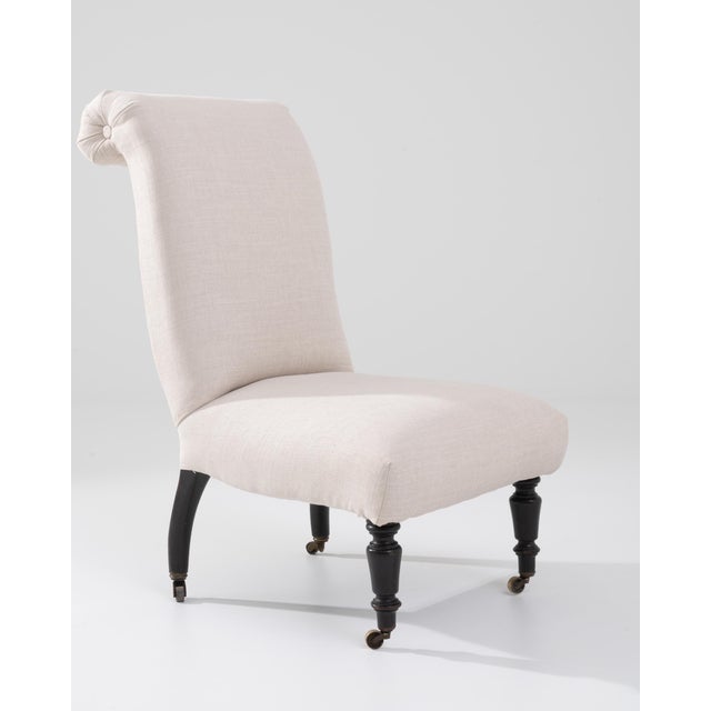 1900s French Wooden Upholstered Chair on Wheels For Sale In Greensboro - Image 6 of 18