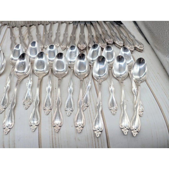 Wm A. Rogers Oneida LTD Silverplate Flatware Set – Old South Pattern, - 48 Pieces For Sale - Image 15 of 18