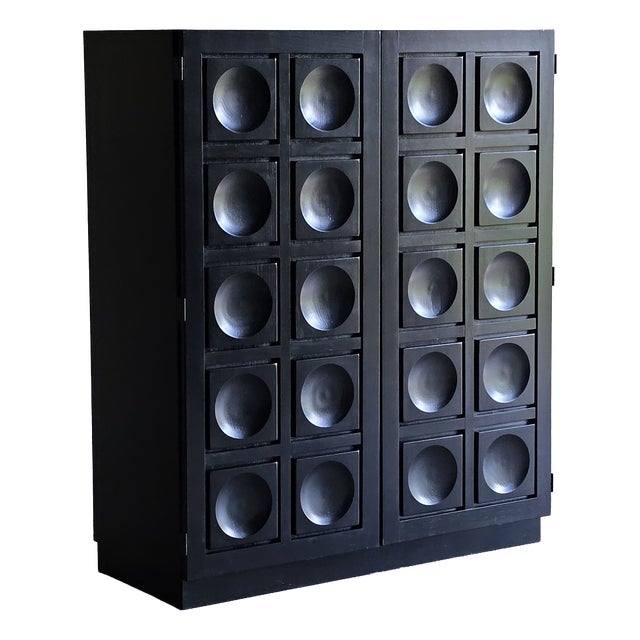Black Oak Brutalist Cabinet, 1970s For Sale