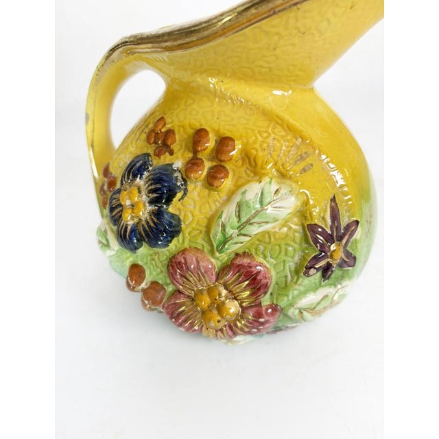 Yellow Yellow Pitcher with Floral Pattern, 1980s For Sale - Image 8 of 14