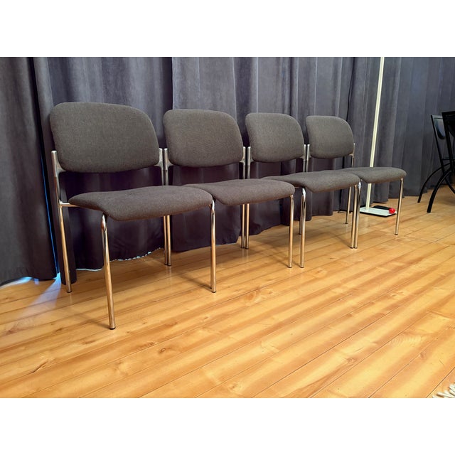 A set of four chairs from the 1980s. In good condition. One chair has a large abrasion on the seat. Very good quality of...