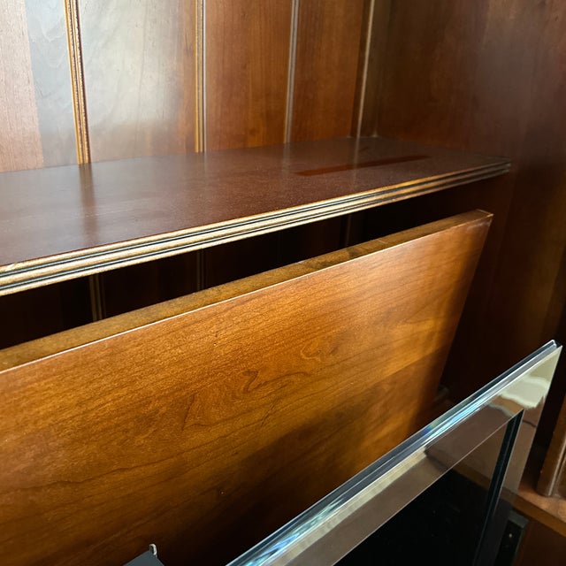Wood Ethan Allen Tuscan Media Lift Cabinet With Glass Book Shelf Cabinets For Sale - Image 7 of 12