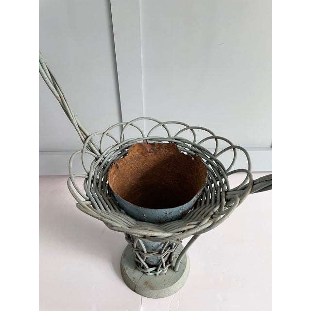 Victorian Antique Victorian Floral Wicker Basket For Sale - Image 3 of 8