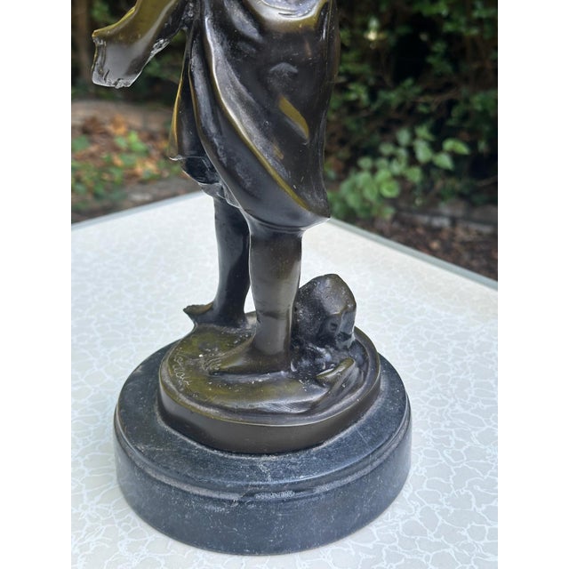 Green Hippolyte François Moreau, Young Fisherman, 1900, Bronze with Green Patina For Sale - Image 8 of 18
