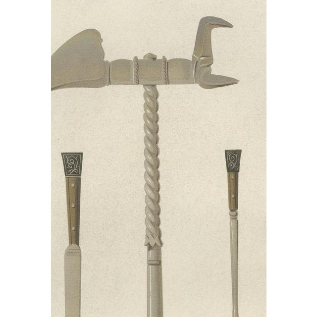 19th Century H. Moulin, German Arms, War Hammer and Left Hand Daggers, 1851, Chromolithograph For Sale - Image 5 of 9