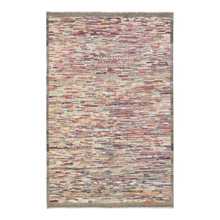 Modern Multicolor Handknotted Wool Rug For Sale