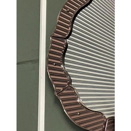 Glass French Art Deco Convex Peach Coloured Wall Mirror, 1920s For Sale - Image 7 of 11