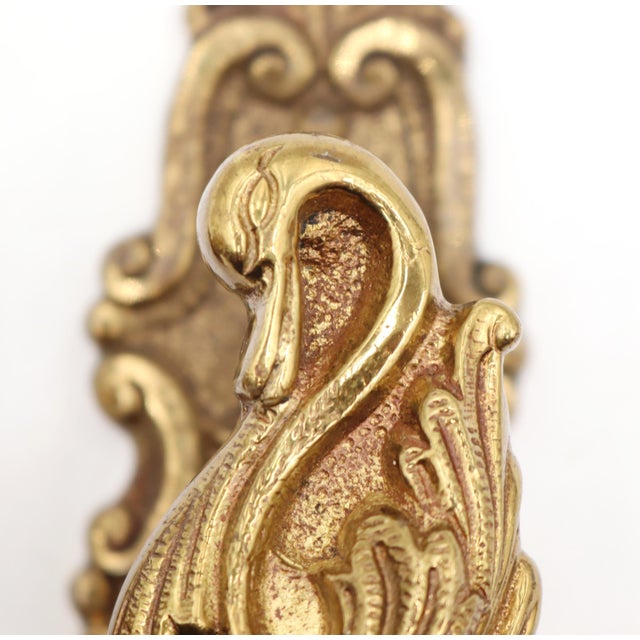 Mid 20th Century Victorian Brass Knob & Swan Lever Passage Door Set For Sale - Image 5 of 8