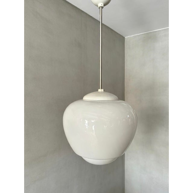 Large Czech Opaline Pendant Light by Napako, 1960s For Sale - Image 4 of 10