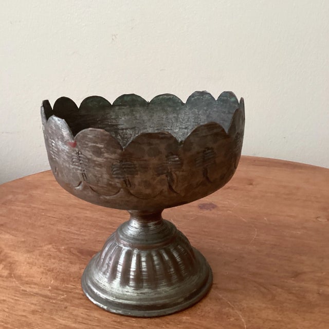Persian Antique Mid 19th Century Middle Eastern Silver on Cooper Footed Bowl For Sale - Image 3 of 12