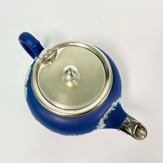 Early 20th C Antique English Chippendale Wedgwood Sterling Silver Hellenic Porcelain Tea Pot For Sale - Image 13 of 16