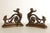 High Quality Antique 19th Century Pair of Bronze Fireplace Chenets with Scrolling Acanthus Leaf Accent Topped with Putti