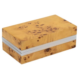 Mid-Century Decorative Box in Wood and Chrome, Italy, 1970s For Sale