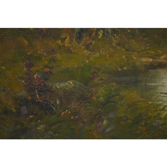 Salvignac, Pond Under the Woods, Early 20th Century, Oil on Canvas, Framed For Sale - Image 8 of 18