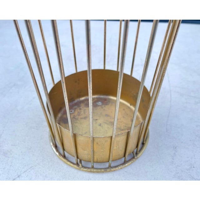 Brass Mid 20th Century Brass Wire Umbrella Stand After Mathieu Mategot For Sale - Image 8 of 9