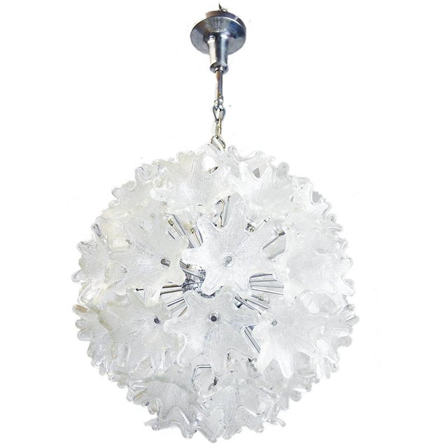Silver Chandelier in Murano Glass & Chrome by Paolo Venini for Veart, Italy, 1960s For Sale - Image 8 of 8
