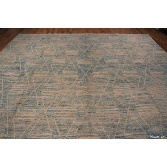 Gorgeous Large Washed Out Sky Blue Tribal Geometric Contemporary Modern Area Rug, Country of origin: Central Asia, Circa...