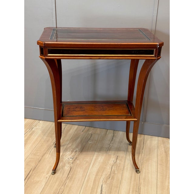 Continental Neoclassical Inlaid Mahogany Two-Tier Side Table For Sale - Image 9 of 11