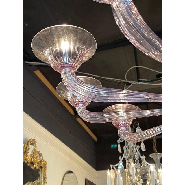 Early 21st Century Modern Lavender Murano Glass 10 Arm Chandelier. For Sale - Image 5 of 9