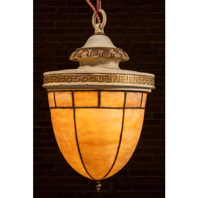 Neoclassical Late 19th Century Neoclassical Slag Glass Pendant Lantern For Sale - Image 3 of 7