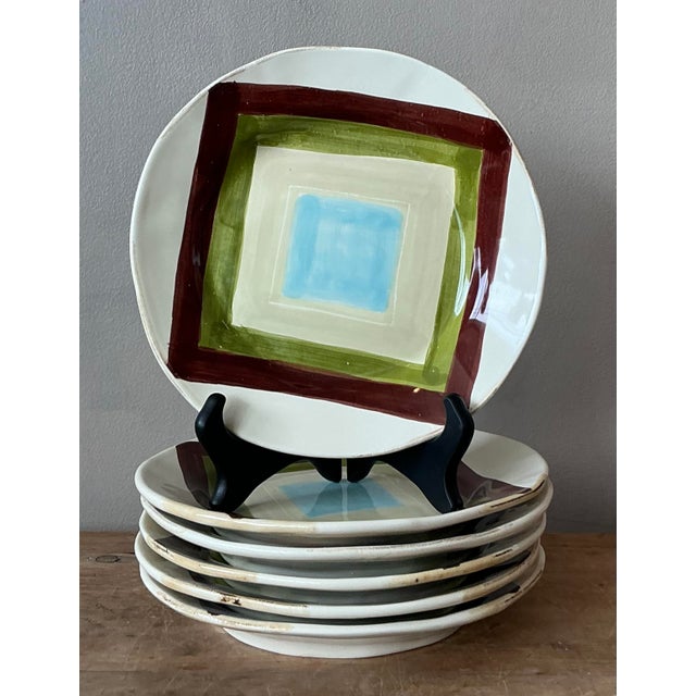 A refined set of six vintage VIETRI glazed ceramic salad plates, exemplifying the brand’s celebrated Italian craftsmanship...