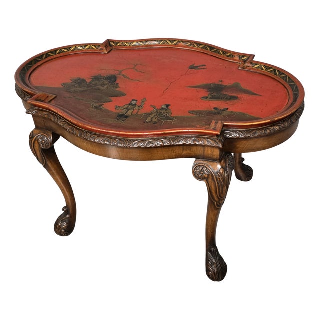 Burr Walnut and Chinoiserie Coffee Table, 1920s For Sale