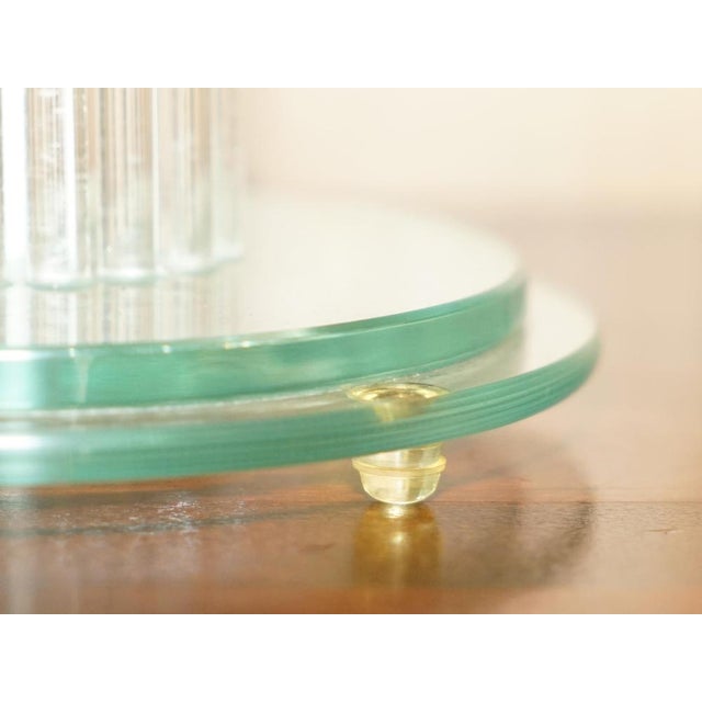 Tall Glass and Brass Column Table Lamp For Sale - Image 9 of 14