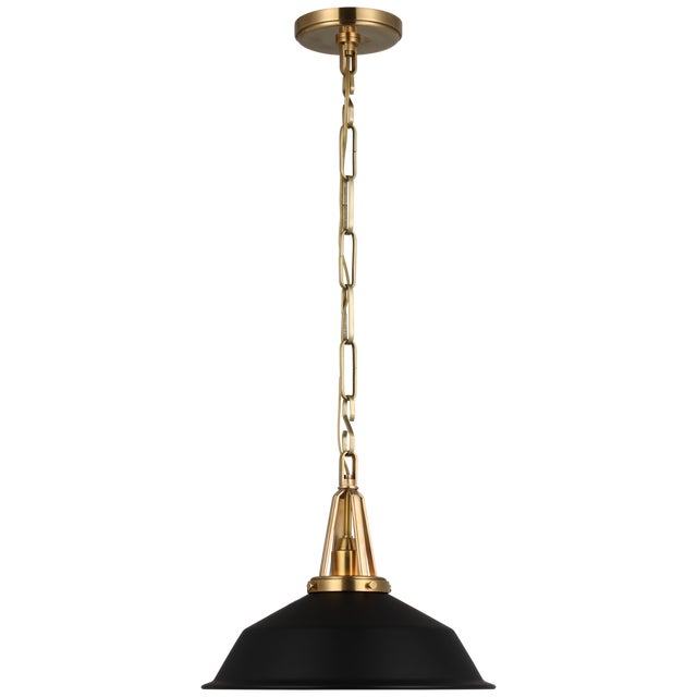 Layton 14" Pendant in Antique-Burnished Brass with Matte Black Shade Designer: Chapman & Myers Canopy: 5.25" Round...