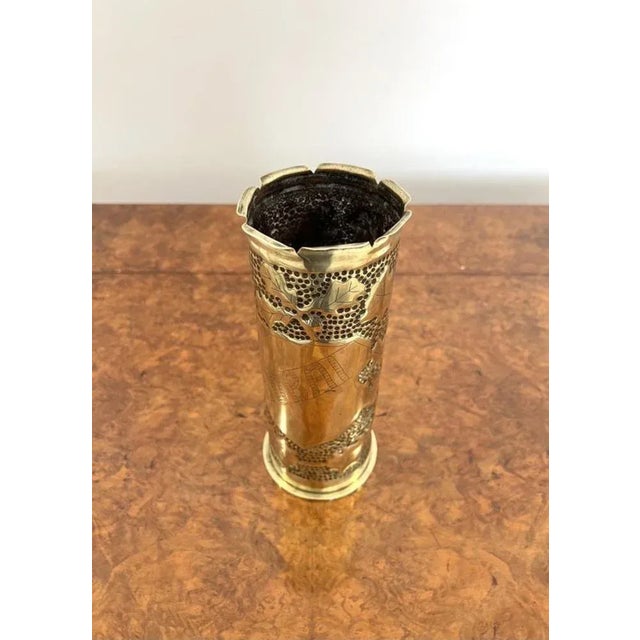 Antique Trench Art Brass Empty Shell Case, 1915 For Sale - Image 6 of 7