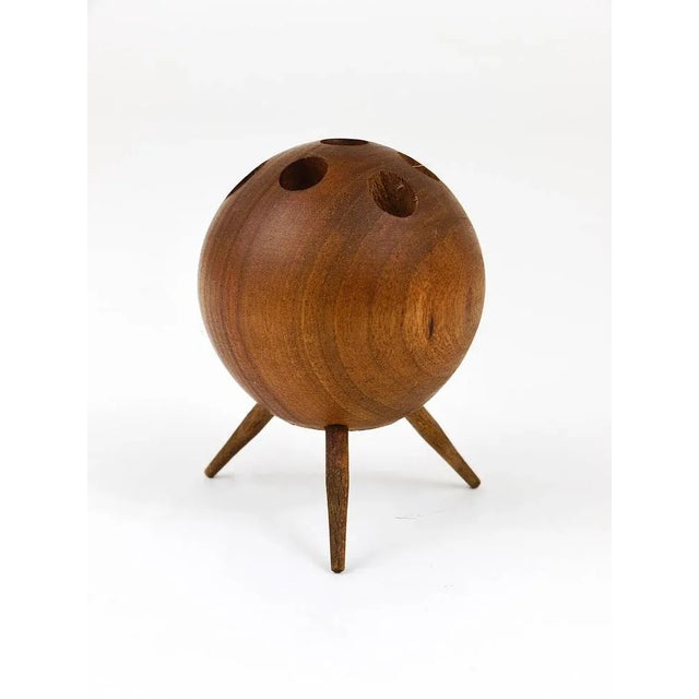 Walnut Ball Tripod Candleholder, Austria, 1950s For Sale - Image 4 of 10