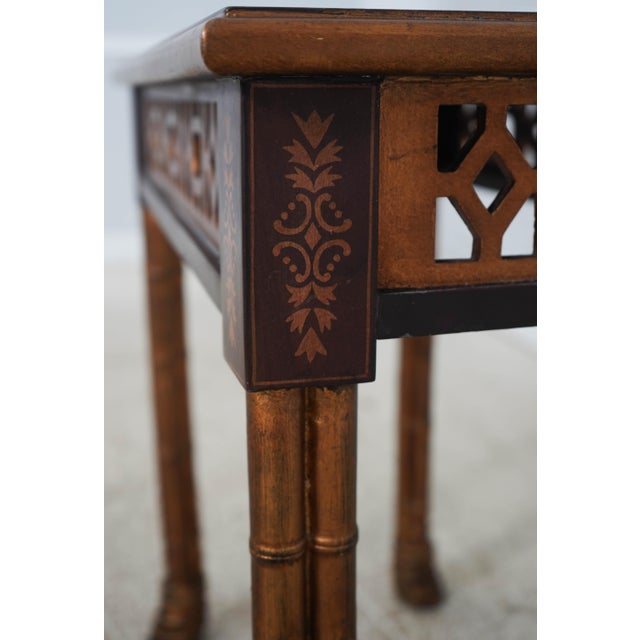 Paint Decorated Faux Bamboo Floral Painted Occasional Table For Sale - Image 9 of 13